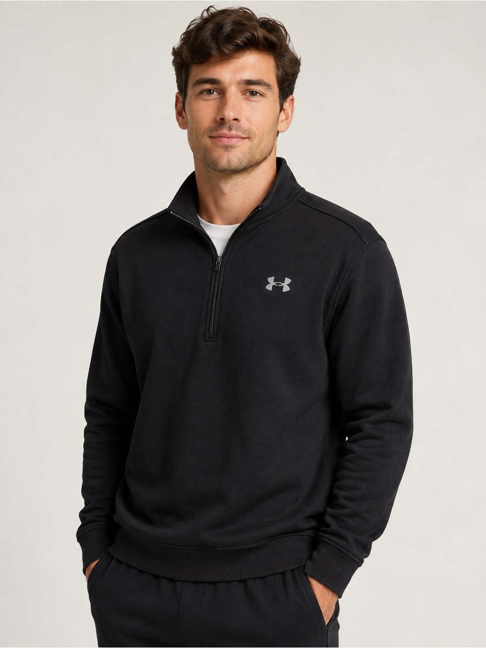 Under Armour ColdGear Black Quarter Zip Pullover Men’s Large Loose Fit